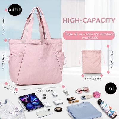 BTOOP TOTE BAG FOR WOMEN, FOLDABLE BEACH GYM BAGS, SIDE-CINCH LIGHTWEIGHT SHOPPER SHOULDER BAG FOR TRAVEL,WORK