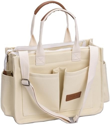 LARGE CANVAS TOTE BAG FOR WOMEN WITH POCKETS,LAPTOP CROSSBODY PURSES EVERYTHING EVERYDAY BAG HANDBAGS FOR WORK BEACH GYM