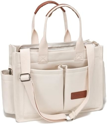 LARGE CANVAS TOTE BAG FOR WOMEN WITH POCKETS,LAPTOP CROSSBODY PURSES EVERYTHING EVERYDAY BAG HANDBAGS FOR WORK BEACH GYM