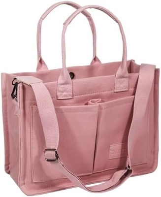 LARGE CANVAS TOTE BAG FOR WOMEN WITH POCKETS,LAPTOP CROSSBODY PURSES EVERYTHING EVERYDAY BAG HANDBAGS FOR WORK BEACH GYM