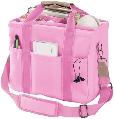 Canvas Tote Bag with Multi Pockets Crossbody Tote Bag for Women Trendy Shoulder Handbag Everything Tote Bag with Compart