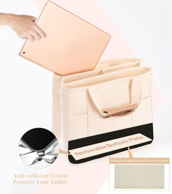 Canvas Tote Bag with Multi Pockets Crossbody Tote Bag for Women Trendy Shoulder Handbag Everything Tote Bag with Compart