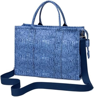 CANVAS TOTE BAG FOR WOMEN FASHION HANDBAGS SHOULDER BAG WITH ZIPPER CROSSBODY PURSE FOR WORK TRAVEL
