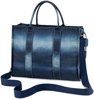 CANVAS TOTE BAG FOR WOMEN FASHION HANDBAGS SHOULDER BAG WITH ZIPPER CROSSBODY PURSE FOR WORK TRAVEL