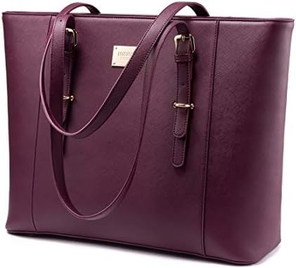 LOVEVOOK LAPTOP BAG FOR WOMEN, STRUCTURED LEATHER COMPUTER BAG, PROFESSIONAL WORK TOTE PURSE, TEACHER/ATTORNEY’S CHOICE,