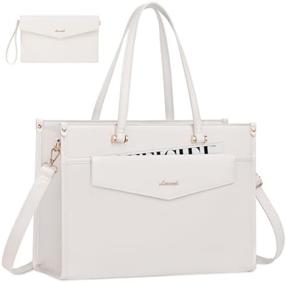 LOVEVOOK Laptop Bag for Women, 15.6 inch Laptop Tote Bag 2-in-1 Professional Work Bag Business Briefcase with Clutch