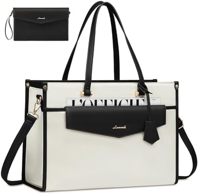 LOVEVOOK Laptop Bag for Women, 15.6 inch Laptop Tote Bag 2-in-1 Professional Work Bag Business Briefcase with Clutch