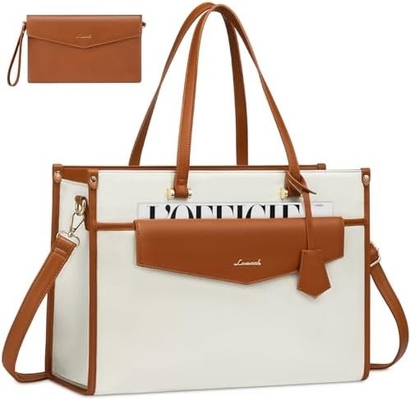LOVEVOOK Laptop Bag for Women, 15.6 inch Laptop Tote Bag 2-in-1 Professional Work Bag Business Briefcase with Clutch