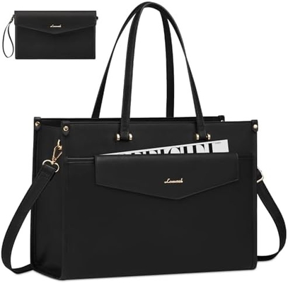 LOVEVOOK Laptop Bag for Women, 15.6 inch Laptop Tote Bag 2-in-1 Professional Work Bag Business Briefcase with Clutch