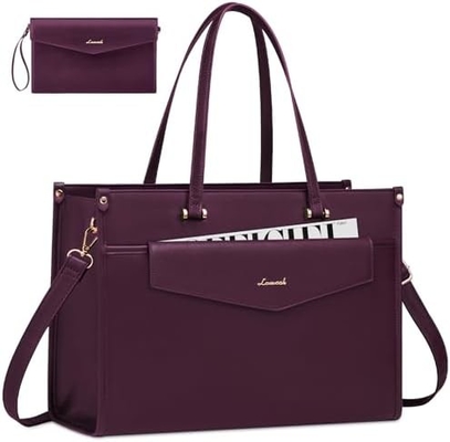 LOVEVOOK Laptop Bag for Women, 15.6 inch Laptop Tote Bag 2-in-1 Professional Work Bag Business Briefcase with Clutch