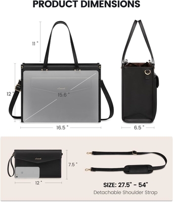 LOVEVOOK Laptop Bag for Women, 15.6 inch Laptop Tote Bag 2-in-1 Professional Work Bag Business Briefcase with Clutch
