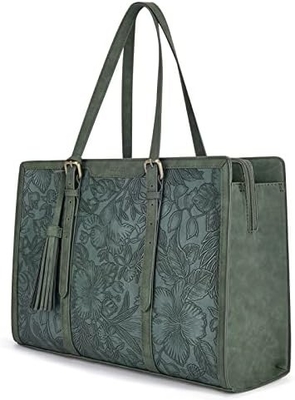 FOR WOMEN 15.6 INCH WORK TOTE BAGS PU LEATHER COMPUTER PURSE FOR BUSINESS OFFICE WITH 3 LAYER COMPARTMENTS