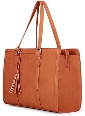 FOR WOMEN 15.6 INCH WORK TOTE BAGS PU LEATHER COMPUTER PURSE FOR BUSINESS OFFICE WITH 3 LAYER COMPARTMENTS