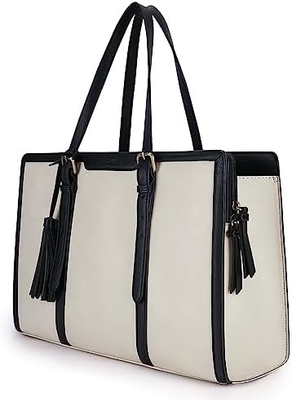 FOR WOMEN 15.6 INCH WORK TOTE BAGS PU LEATHER COMPUTER PURSE FOR BUSINESS OFFICE WITH 3 LAYER COMPARTMENTS