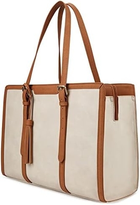 FOR WOMEN 15.6 INCH WORK TOTE BAGS PU LEATHER COMPUTER PURSE FOR BUSINESS OFFICE WITH 3 LAYER COMPARTMENTS