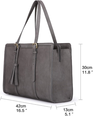 FOR WOMEN 15.6 INCH WORK TOTE BAGS PU LEATHER COMPUTER PURSE FOR BUSINESS OFFICE WITH 3 LAYER COMPARTMENTS