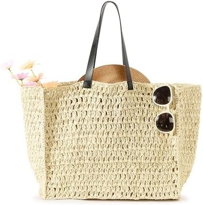 HERALD LARGE HANDMADE STRAW TOTE HANDBAG FOR WOMEN, SUMMER BEACH WEAVING CHIC WOVEN SHOULDER PURSE BAGS FOR TRAVEL