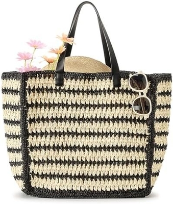 HERALD LARGE HANDMADE STRAW TOTE HANDBAG FOR WOMEN, SUMMER BEACH WEAVING CHIC WOVEN SHOULDER PURSE BAGS FOR TRAVEL