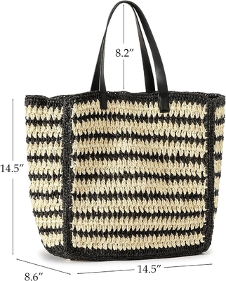 HERALD LARGE HANDMADE STRAW TOTE HANDBAG FOR WOMEN, SUMMER BEACH WEAVING CHIC WOVEN SHOULDER PURSE BAGS FOR TRAVEL