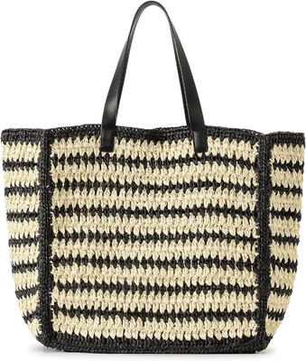 HERALD LARGE HANDMADE STRAW TOTE HANDBAG FOR WOMEN, SUMMER BEACH WEAVING CHIC WOVEN SHOULDER PURSE BAGS FOR TRAVEL