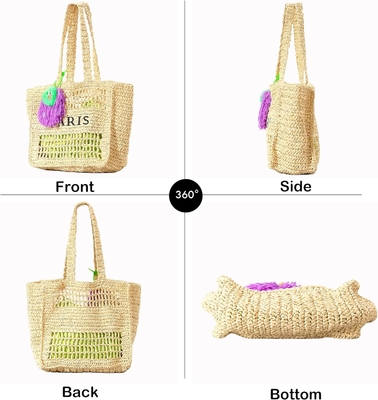 Herald Straw Mesh Beach Tote Bag for Women, Large Summer Lightweight Foldable Woven Shoulder Purse Bags for Travel