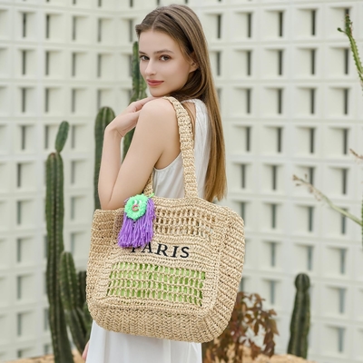 Herald Straw Mesh Beach Tote Bag for Women, Large Summer Lightweight Foldable Woven Shoulder Purse Bags for Travel