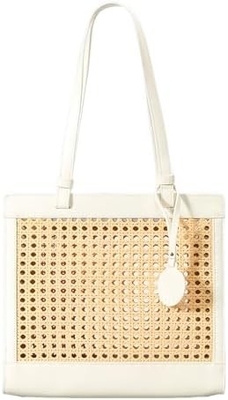 STRAW BEACH BAG FOR WOMEN SUMMER WOVEN RATTAN TOTE BAG STRAW PURSES AND HANDBAGS FOR VACATION WITH PENDANT