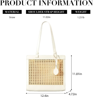 STRAW BEACH BAG FOR WOMEN SUMMER WOVEN RATTAN TOTE BAG STRAW PURSES AND HANDBAGS FOR VACATION WITH PENDANT