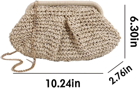BEACH CHIC WOMEN'S RAFFIA STRAW DUMPLING CLUTCH STYLISH SUMMER VACATION CROSSBODY BAG RATTAN PURSE