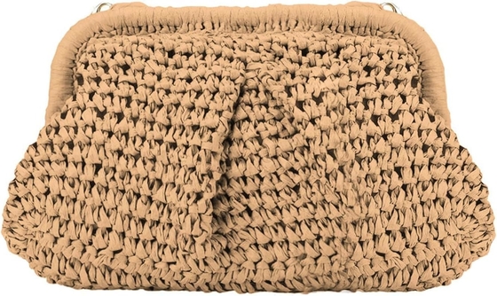 BEACH CHIC WOMEN'S RAFFIA STRAW DUMPLING CLUTCH STYLISH SUMMER VACATION CROSSBODY BAG RATTAN PURSE