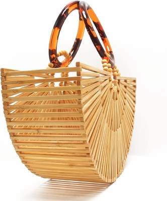 Miuco Womens Bamboo Handbags Handmade Purses Tote Bag