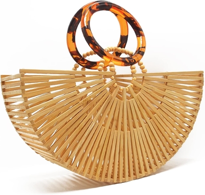 Miuco Womens Bamboo Handbags Handmade Purses Tote Bag