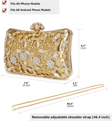 Evening Bag Clutch Purses for Women Rhinestones Purse Sparkling Party Shoulder Handbag Wedding Bag with Chain