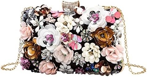 LETODE FLOWER CLUTCH PURSE EVENING BAG FOR WOMEN FORMAL PARTY HANDBAG CHAIN STRAP SHOULDER BAG