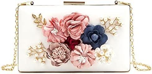 LETODE FLOWER CLUTCH PURSE EVENING BAG FOR WOMEN FORMAL PARTY HANDBAG CHAIN STRAP SHOULDER BAG