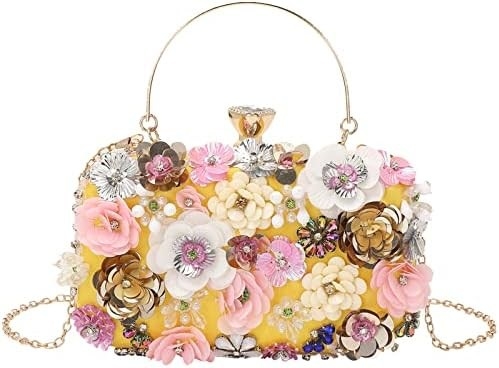 LETODE FLOWER CLUTCH PURSE EVENING BAG FOR WOMEN FORMAL PARTY HANDBAG CHAIN STRAP SHOULDER BAG