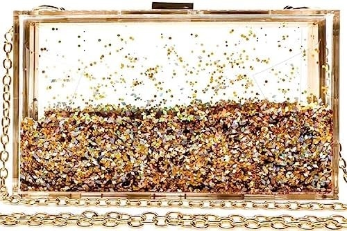 JeVenis Magical Transparent Sequins Clutch Purse Evening Handbag For Party Prom Bride