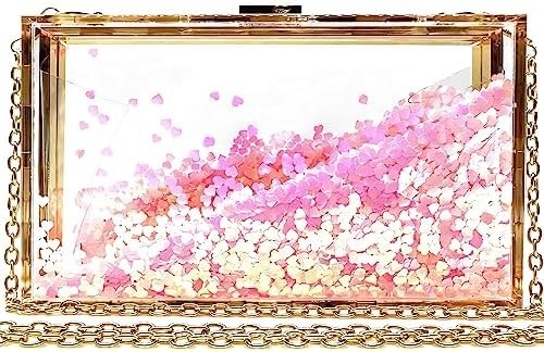 JeVenis Magical Transparent Sequins Clutch Purse Evening Handbag For Party Prom Bride