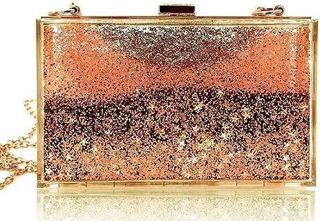 JeVenis Magical Transparent Sequins Clutch Purse Evening Handbag For Party Prom Bride