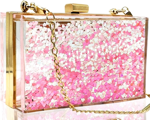 JeVenis Magical Transparent Sequins Clutch Purse Evening Handbag For Party Prom Bride