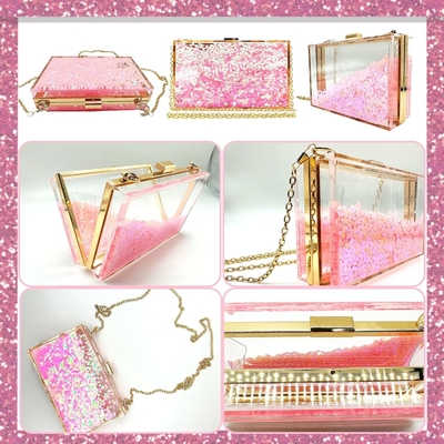 JeVenis Magical Transparent Sequins Clutch Purse Evening Handbag For Party Prom Bride