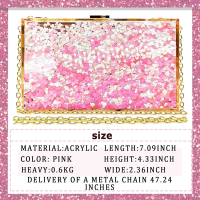JeVenis Magical Transparent Sequins Clutch Purse Evening Handbag For Party Prom Bride
