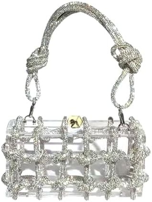 Clear Acrylic Bag Rhinestone Acrylic Clutch Crystal Evening Purses for Women Glitter Handbag for Wedding Cocktail Party