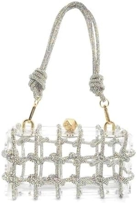 Clear Acrylic Bag Rhinestone Acrylic Clutch Crystal Evening Purses for Women Glitter Handbag for Wedding Cocktail Party
