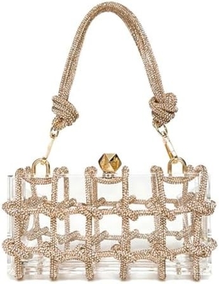 Clear Acrylic Bag Rhinestone Acrylic Clutch Crystal Evening Purses for Women Glitter Handbag for Wedding Cocktail Party