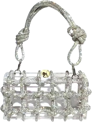 Clear Acrylic Bag Rhinestone Acrylic Clutch Crystal Evening Purses for Women Glitter Handbag for Wedding Cocktail Party