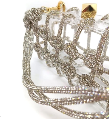 Clear Acrylic Bag Rhinestone Acrylic Clutch Crystal Evening Purses for Women Glitter Handbag for Wedding Cocktail Party