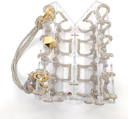 Clear Acrylic Bag Rhinestone Acrylic Clutch Crystal Evening Purses for Women Glitter Handbag for Wedding Cocktail Party