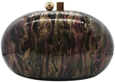 Acrylic Evening Clutch Bag for Women Shell Shape Shoulder Crossbody Bag Glitter Marble Purse Handbag