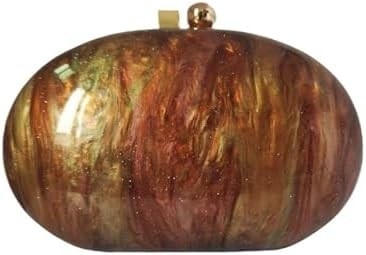 Acrylic Evening Clutch Bag for Women Shell Shape Shoulder Crossbody Bag Glitter Marble Purse Handbag
